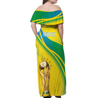 Brazil WC2026 Personalized Off Shoulder Maxi Dress Pentacampeón Canaries