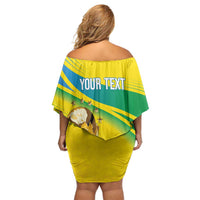 Brazil WC2026 Personalized Off Shoulder Short Dress Pentacampeón Canaries