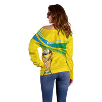 Brazil WC2026 Personalized Off Shoulder Sweater Pentacampeón Canaries