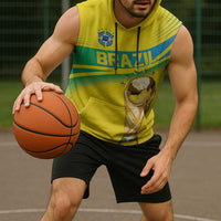 Brazil WC2026 Personalized Sleeveless Hoodie Pentacampeón Canaries