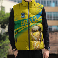 Brazil WC2026 Personalized Sleeveless Puffer Jacket Pentacampeón Canaries