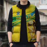 Brazil WC2026 Personalized Sleeveless Puffer Jacket Pentacampeón Canaries
