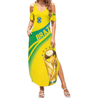 Brazil WC2026 Personalized Summer Maxi Dress Pentacampeón Canaries