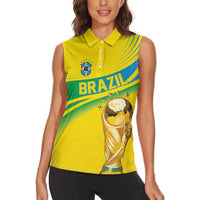 Brazil WC2026 Personalized Women Sleeveless Polo Shirt Pentacampeón Canaries