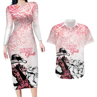 Kentucky Horse Racing Couples Matching Long Sleeve Bodycon Dress and Hawaiian Shirt Derby Girls Pink Out LT7 - Wonder Print Shop