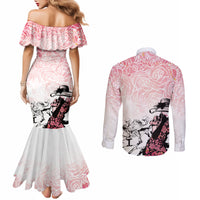 Kentucky Horse Racing Couples Matching Mermaid Dress and Long Sleeve Button Shirt Derby Girls Pink Out