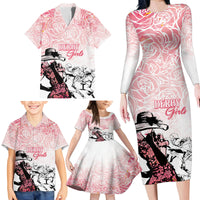Kentucky Horse Racing Family Matching Long Sleeve Bodycon Dress and Hawaiian Shirt Derby Girls Pink Out LT7 - Wonder Print Shop