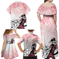 Kentucky Horse Racing Family Matching Off Shoulder Maxi Dress and Hawaiian Shirt Derby Girls Pink Out LT7 - Wonder Print Shop