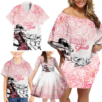 Kentucky Horse Racing Family Matching Off Shoulder Short Dress and Hawaiian Shirt Derby Girls Pink Out LT7 - Wonder Print Shop