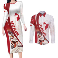 Personalized Greenland Couples Matching Long Sleeve Bodycon Dress and Long Sleeve Button Shirt Tupilaks Inspired