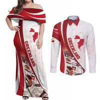 Personalized Greenland Couples Matching Off Shoulder Maxi Dress and Long Sleeve Button Shirt Tupilaks Inspired