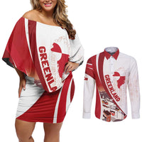 Personalized Greenland Couples Matching Off Shoulder Short Dress and Long Sleeve Button Shirt Tupilaks Inspired