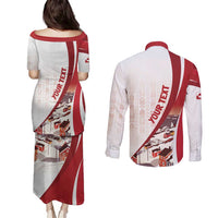 Personalized Greenland Couples Matching Puletasi and Long Sleeve Button Shirt Tupilaks Inspired