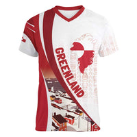 Personalized Greenland Women V-Neck T-Shirt Tupilaks Inspired