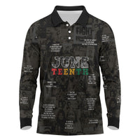 Juneteenth Black History Long Sleeve Polo Shirt Inspirational Quotes Collage