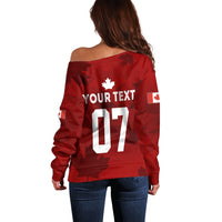 Personalised Canada Soccer Off Shoulder Sweater Women's WC 2023 Maple Style - Wonder Print Shop