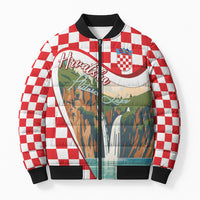 Plitvice Waterfall Hrvatska Scenery Bomber Puffer Jacket