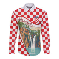 Plitvice Waterfall Hrvatska Scenery Long Sleeve Button Shirt