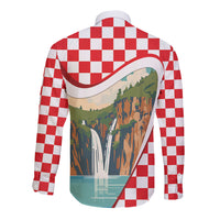 Plitvice Waterfall Hrvatska Scenery Long Sleeve Button Shirt