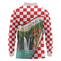 Plitvice Waterfall Hrvatska Scenery Long Sleeve Polo Shirt