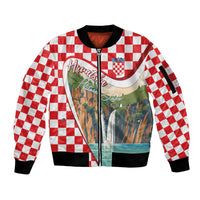 Plitvice Waterfall Hrvatska Scenery Sleeve Zip Bomber Jacket