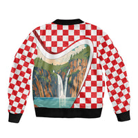 Plitvice Waterfall Hrvatska Scenery Sleeve Zip Bomber Jacket