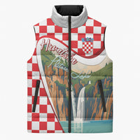 Plitvice Waterfall Hrvatska Scenery Sleeveless Puffer Jacket
