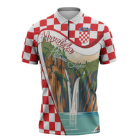 Plitvice Waterfall Hrvatska Scenery Zipper Polo Shirt