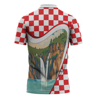 Plitvice Waterfall Hrvatska Scenery Zipper Polo Shirt