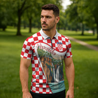 Plitvice Waterfall Hrvatska Scenery Zipper Polo Shirt