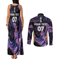 Colombia Football Custom Couples Matching Tank Maxi Dress and Long Sleeve Button Shirt Cano Cristales Style - Todos Somos Campeon LT7 - Wonder Print Shop