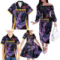 Colombia Football Custom Family Matching Off The Shoulder Long Sleeve Dress and Hawaiian Shirt Cano Cristales Style - Todos Somos Campeon - Wonder Print Shop