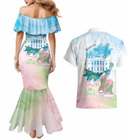 Chucks N Pearls 2024 Couples Matching Mermaid Dress and Hawaiian Shirt Pink Green Rocking The World LT7 - Wonder Print Shop