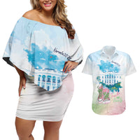 Chucks N Pearls 2024 Couples Matching Off Shoulder Short Dress and Hawaiian Shirt Pink Green Rocking The World LT7 - Wonder Print Shop