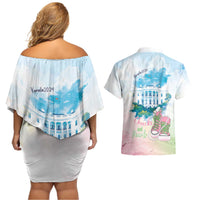 Chucks N Pearls 2024 Couples Matching Off Shoulder Short Dress and Hawaiian Shirt Pink Green Rocking The World LT7 - Wonder Print Shop