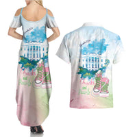 Chucks N Pearls 2024 Couples Matching Summer Maxi Dress and Hawaiian Shirt Pink Green Rocking The World LT7 - Wonder Print Shop