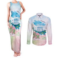 Chucks N Pearls 2024 Couples Matching Tank Maxi Dress and Long Sleeve Button Shirt Pink Green Rocking The World LT7 - Wonder Print Shop