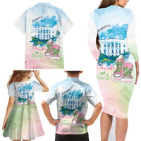 Chucks N Pearls 2024 Family Matching Long Sleeve Bodycon Dress and Hawaiian Shirt Pink Green Rocking The World LT7 - Wonder Print Shop