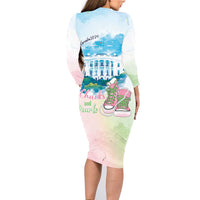 Chucks N Pearls 2024 Family Matching Long Sleeve Bodycon Dress and Hawaiian Shirt Pink Green Rocking The World LT7 - Wonder Print Shop