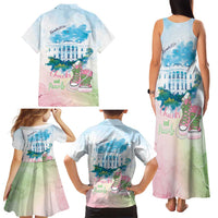 Chucks N Pearls 2024 Family Matching Tank Maxi Dress and Hawaiian Shirt Pink Green Rocking The World - Wonder Print Shop