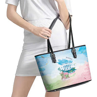 Chucks N Pearls 2024 Leather Tote Bag Pink Green Rocking The World - Wonder Print Shop