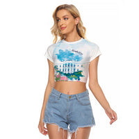 Chucks N Pearls 2024 Raglan Cropped T Shirt Pink Green Rocking The World - Wonder Print Shop