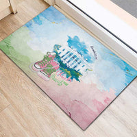 Chucks N Pearls 2024 Rubber Doormat Pink Green Rocking The World - Wonder Print Shop
