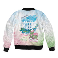 Chucks N Pearls 2024 Sleeve Zip Bomber Jacket Pink Green Rocking The World - Wonder Print Shop
