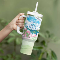 Chucks N Pearls 2024 Tumbler With Handle Pink Green Rocking The World - Wonder Print Shop