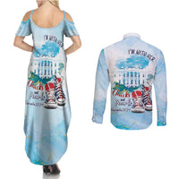 Chucks N Pearls 2024 Couples Matching Summer Maxi Dress and Long Sleeve Button Shirt I'm With Her LT7 - Wonder Print Shop