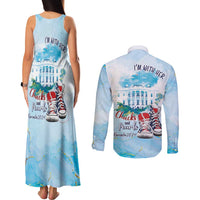 Chucks N Pearls 2024 Couples Matching Tank Maxi Dress and Long Sleeve Button Shirt I'm With Her LT7 - Wonder Print Shop