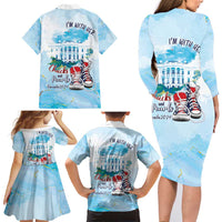 Chucks N Pearls 2024 Family Matching Long Sleeve Bodycon Dress and Hawaiian Shirt I'm With Her LT7 - Wonder Print Shop