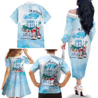 Chucks N Pearls 2024 Family Matching Off The Shoulder Long Sleeve Dress and Hawaiian Shirt I'm With Her - Wonder Print Shop