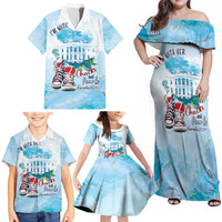 Chucks N Pearls 2024 Family Matching Off Shoulder Maxi Dress and Hawaiian Shirt I'm With Her LT7 - Wonder Print Shop